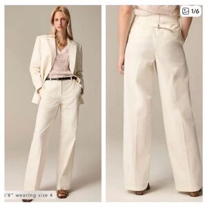 J.Crew Full-Length Wide-Leg Trouser in Cotton Blend Sz 8